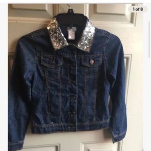 Dreampop Girls Denim Jacket W/Jeweled Collar Size Medium (10-12) NWT